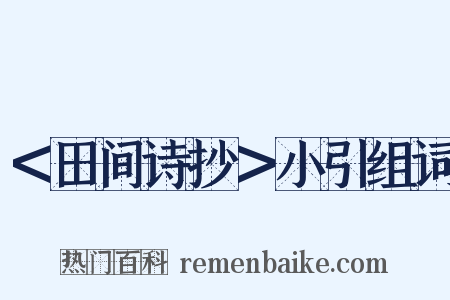 ＜田间诗抄＞小引组词是什么意思的图片